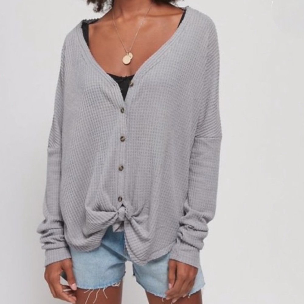 Urban Outfitters Jojo Thermal Top Gray Size Medium